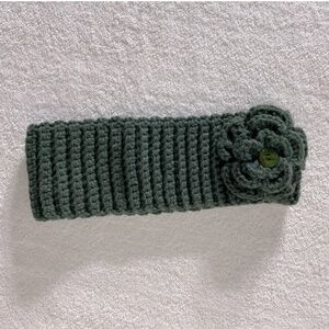5/$25 Handmade Green Crochet Knit Headband With Flower
